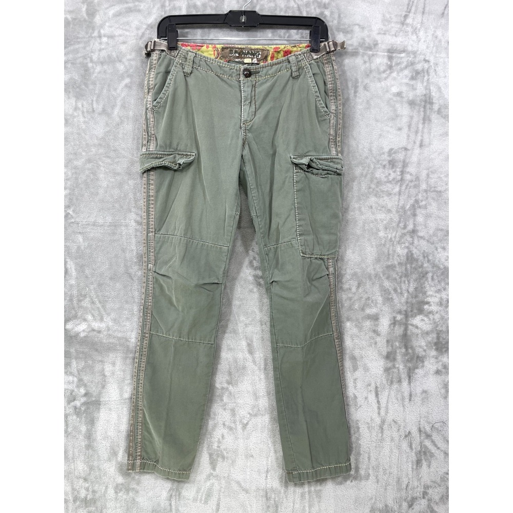 Da-Nang Womens Cargo Pants Size S Olive Green Y2K Vintage Adjustable Low Rise